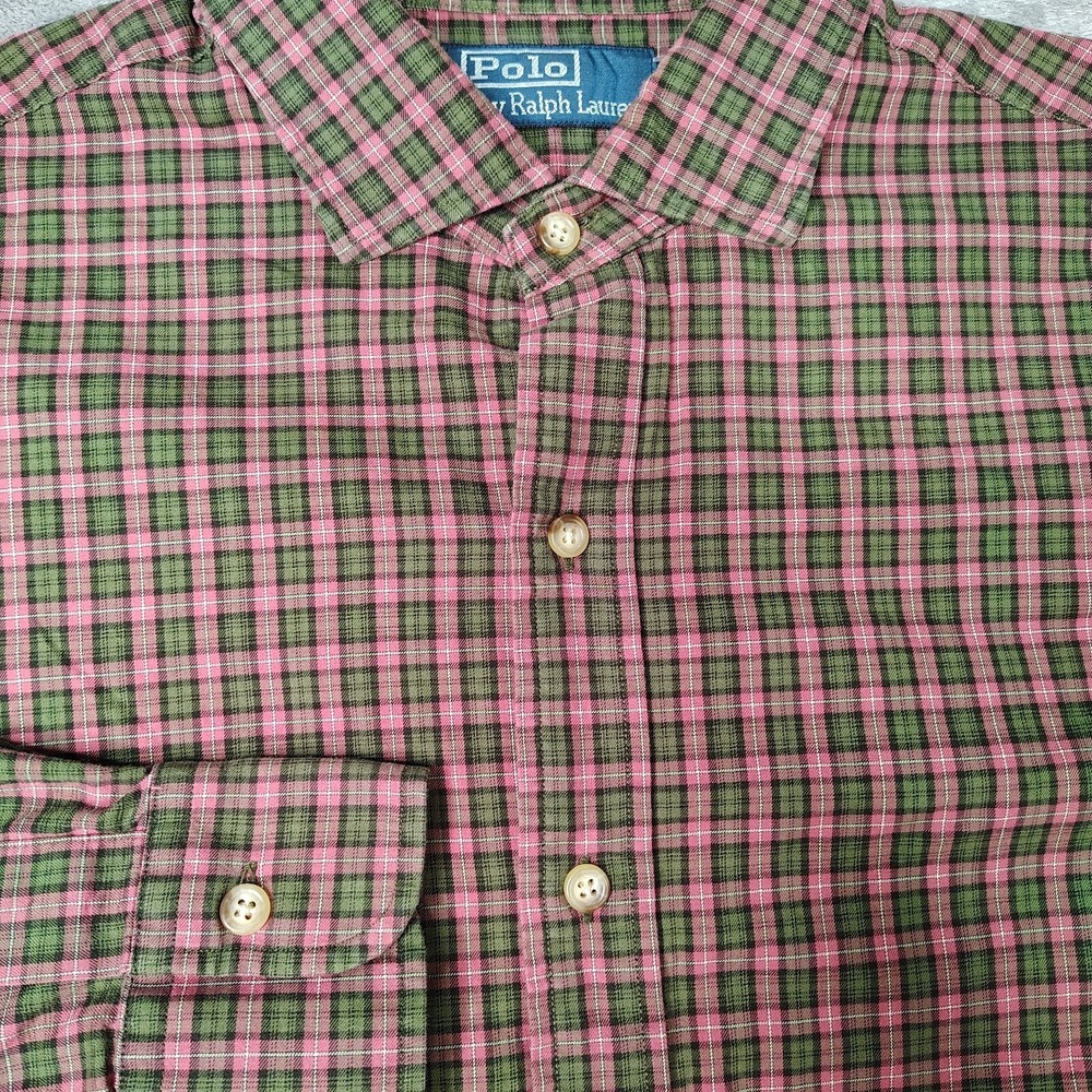 Polo Ralph Lauren Shirt Mens Large Plaid Red Button Up Long Sleeve Collared
